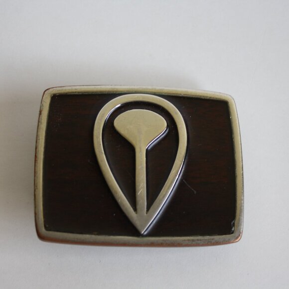 Vintage Nixon Belt buckle Brown enamel silver logo unisex - Picture 2 of 5
